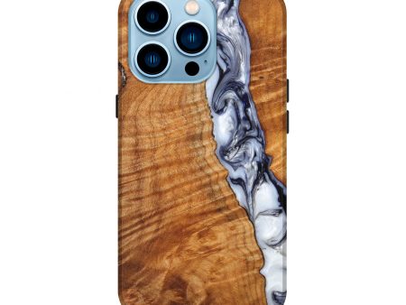 iPhone 14 Pro Wood+Resin Live Edge Phone Case - Oaklee (Black & White, 630257) Supply