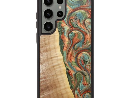 Galaxy S23 Ultra Wood+Resin Phone Case - William (Green, 624719) Fashion