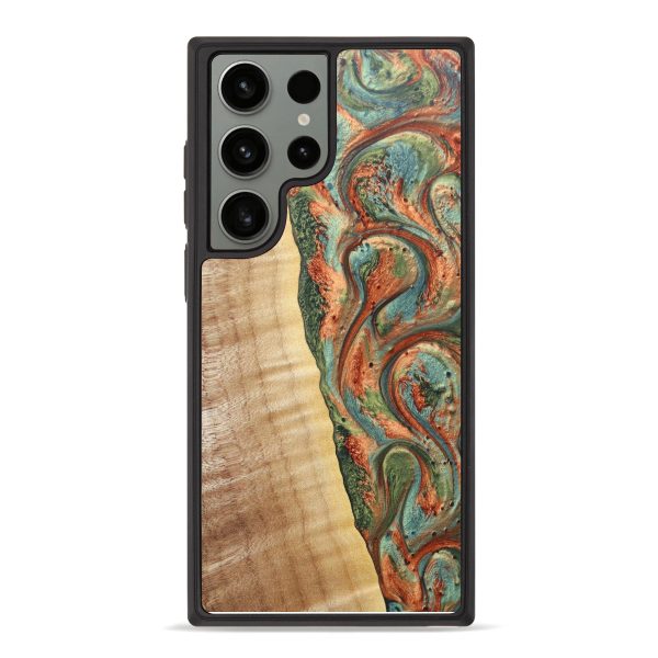 Galaxy S23 Ultra Wood+Resin Phone Case - William (Green, 624719) Fashion