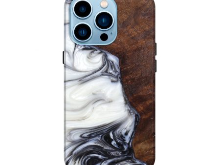 iPhone 14 Pro Wood+Resin Live Edge Phone Case - Marcel (Black & White, 627712) Online