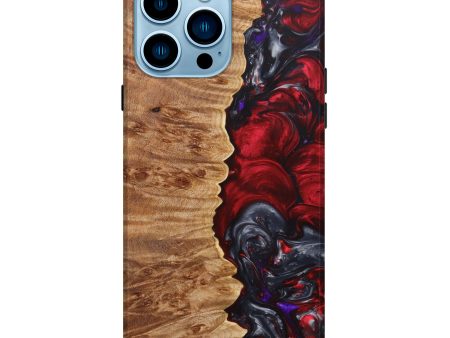 iPhone 14 Pro Max Wood+Resin Live Edge Phone Case - Alexys (Red, 625759) on Sale