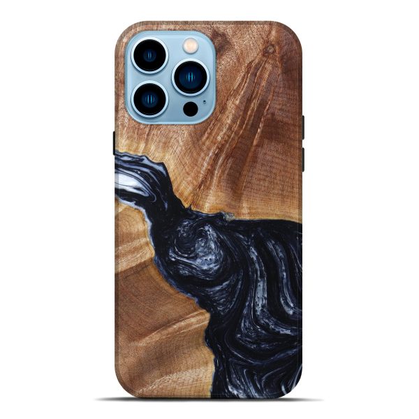 iPhone 14 Pro Max Wood+Resin Live Edge Phone Case - Jovanna (Black & White, 628365) Cheap