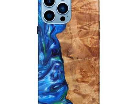 iPhone 14 Pro Max Wood+Resin Live Edge Phone Case - Kenya (Blue, 626356) Online Hot Sale