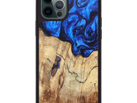 iPhone 12 Pro Max Wood+Resin Phone Case - Casey (Blue, 628209) Online Hot Sale