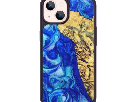 iPhone 14 Wood+Resin Phone Case - Bob (Blue, 627302) For Cheap