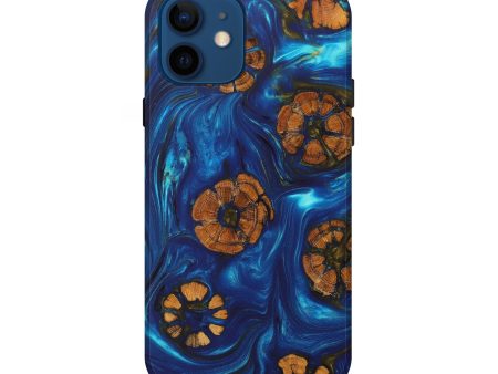 iPhone 12 Wood+Resin Live Edge Phone Case - Stefani (Teal & Gold, 628675) Hot on Sale