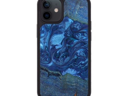 iPhone 12 mini Wood+Resin Phone Case - Ariadna (Blue, 626183) Online now