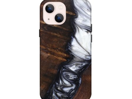 iPhone 13 mini Wood+Resin Live Edge Phone Case - Roy (Black & White, 625528) Online now