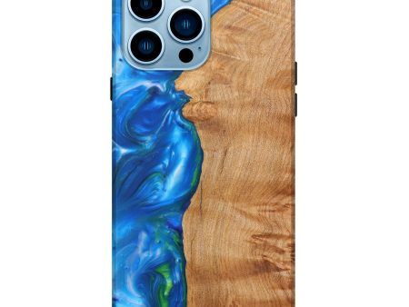 iPhone 14 Pro Max Wood+Resin Live Edge Phone Case - Tess (Blue, 625754) For Cheap