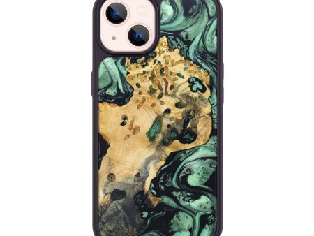 iPhone 14 Wood+Resin Phone Case - Bria (Green, 627840) For Cheap