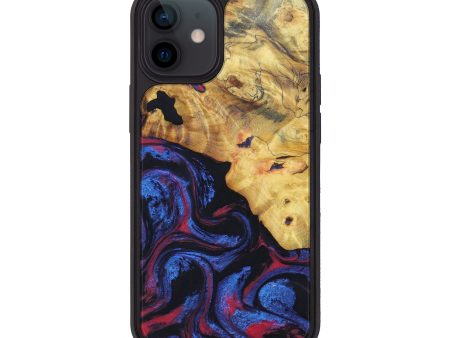 iPhone 12 mini Wood+Resin Phone Case - Gia (Blue, 625310) For Cheap