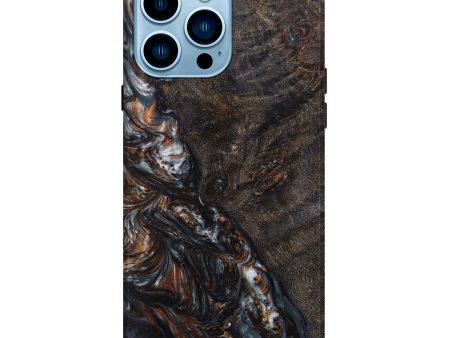 iPhone 14 Pro Max Wood+Resin Live Edge Phone Case - Evelin (Metallic, 625396) For Sale