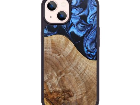 iPhone 14 Wood+Resin Phone Case - Bob (Blue, 630924) Online now