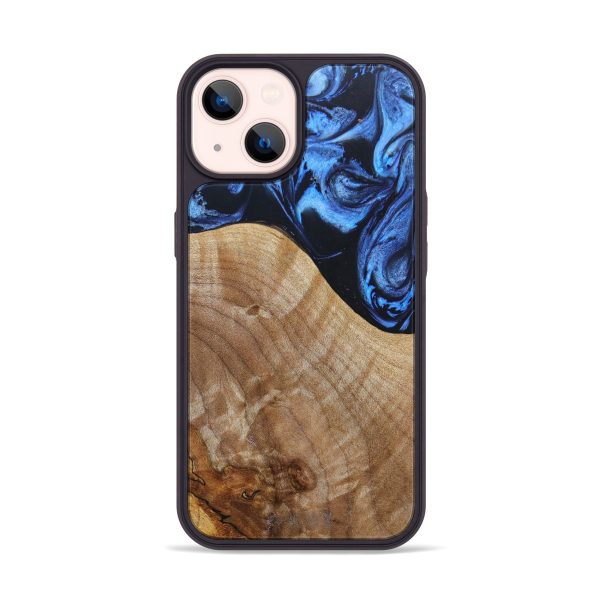 iPhone 14 Wood+Resin Phone Case - Bob (Blue, 630924) Online now