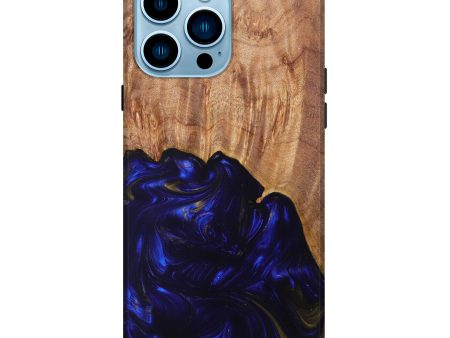 iPhone 14 Pro Max Wood+Resin Live Edge Phone Case - Keshia (Blue, 626331) Cheap