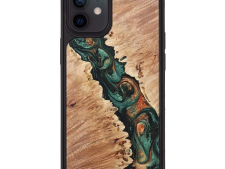 iPhone 12 Wood+Resin Phone Case - Elowyn (Green, 628337) For Sale