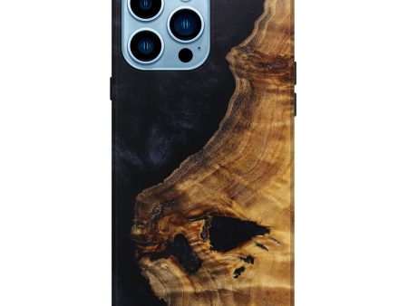 iPhone 14 Pro Max Wood+Resin Live Edge Phone Case - Jaheim (Black & White, 626877) For Cheap