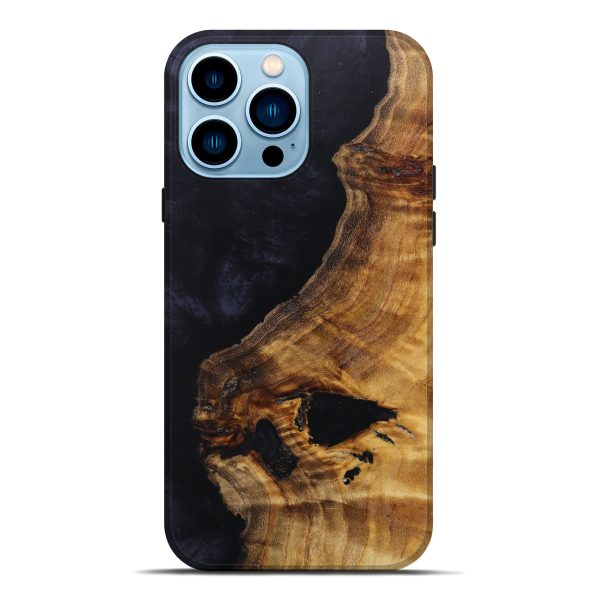 iPhone 14 Pro Max Wood+Resin Live Edge Phone Case - Jaheim (Black & White, 626877) For Cheap