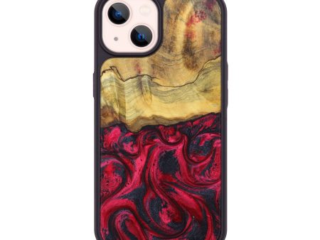 iPhone 14 Wood+Resin Phone Case - Amelia (Red, 627813) For Cheap