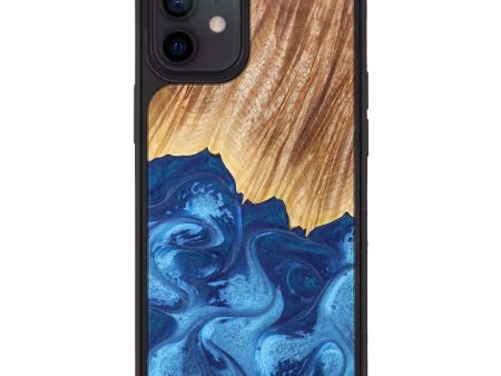 iPhone 12 Wood+Resin Phone Case - Tamatha (Blue, 626172) For Sale