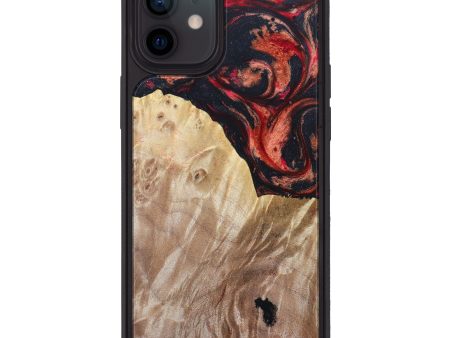 iPhone 12 Wood+Resin Phone Case - Dalila (Red, 629224) For Sale