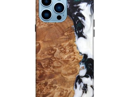 iPhone 14 Pro Max Wood+Resin Live Edge Phone Case - Cinda (Black & White, 630261) Online Hot Sale