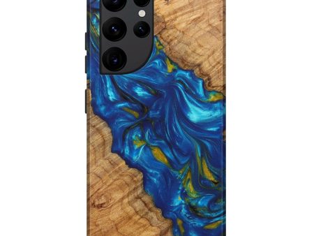 Galaxy S22 Ultra Wood+Resin Live Edge Phone Case - Damir (Teal & Gold, 625370) Online