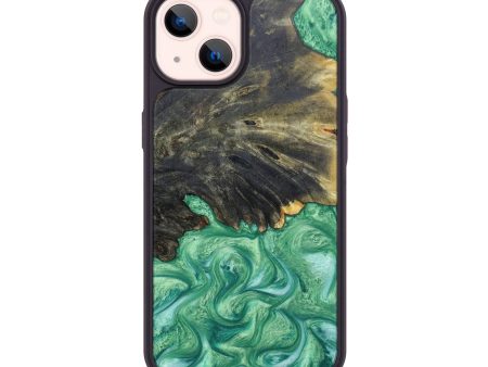 iPhone 14 Wood+Resin Phone Case - Gilda (Green, 629577) For Cheap