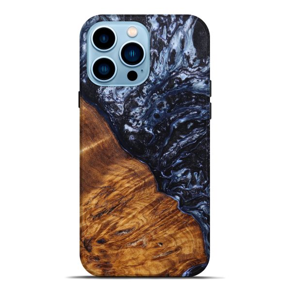 iPhone 14 Pro Max Wood+Resin Live Edge Phone Case - Foster (Blue, 630829) Online Hot Sale