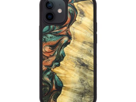 iPhone 12 mini Wood+Resin Phone Case - Ivana (Green, 626523) For Sale