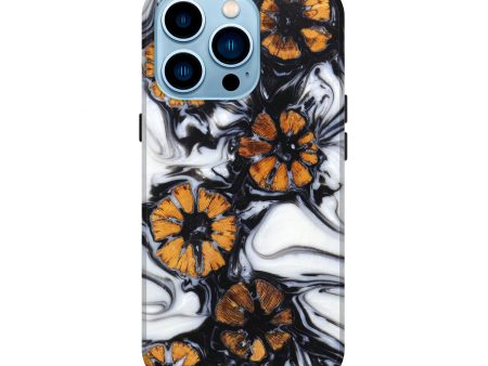 iPhone 14 Pro Wood+Resin Live Edge Phone Case - Cheryle (Black & White, 627685) Sale