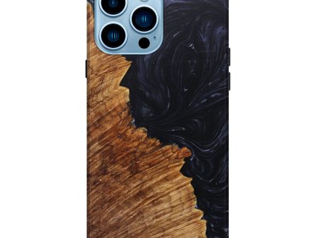 iPhone 14 Pro Max Wood+Resin Live Edge Phone Case - Karla (Black & White, 628642) Online Hot Sale