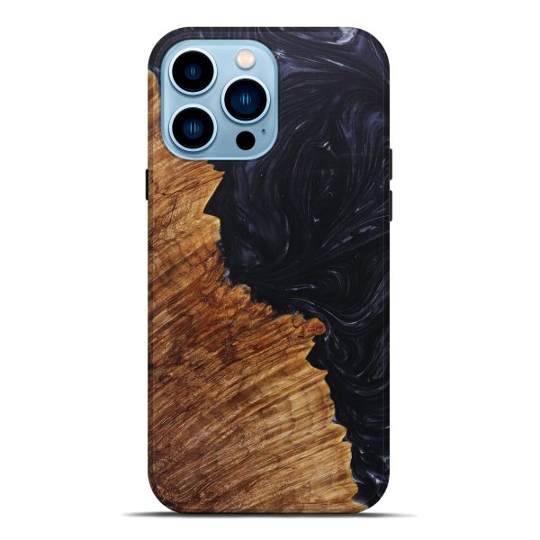 iPhone 14 Pro Max Wood+Resin Live Edge Phone Case - Karla (Black & White, 628642) Online Hot Sale