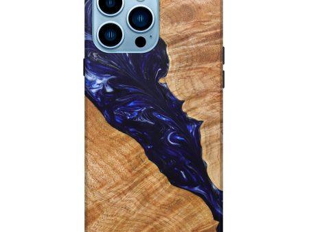 iPhone 14 Pro Max Wood+Resin Live Edge Phone Case - Kendall (Blue, 630236) Online Sale