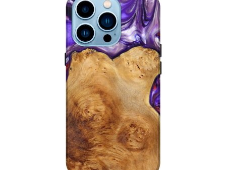 iPhone 14 Pro Wood+Resin Live Edge Phone Case - Barney (Purple, 626876) Supply