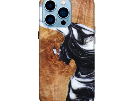 iPhone 14 Pro Wood+Resin Live Edge Phone Case - Shannon (Black & White, 628655) Fashion