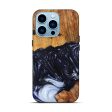 iPhone 14 Pro Wood+Resin Live Edge Phone Case - Naila (Black & White, 627396) For Cheap