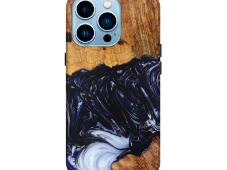 iPhone 14 Pro Wood+Resin Live Edge Phone Case - Naila (Black & White, 627396) For Cheap