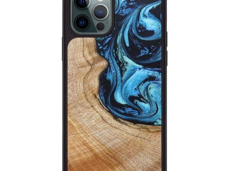 iPhone 12 Pro Wood+Resin Phone Case - Ariah (Blue, 626512) For Discount