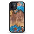 iPhone 12 Wood+Resin Phone Case - Clinton (Teal & Gold, 626225) Online Sale