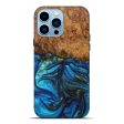 iPhone 14 Pro Max Wood+Resin Live Edge Phone Case - Antoinette (Teal & Gold, 628375) Cheap