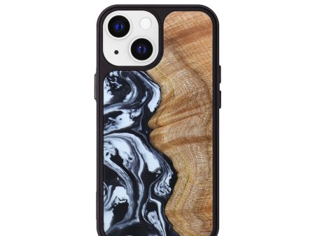 iPhone 13 mini Wood+Resin Phone Case - Adriel (Black & White, 627778) Fashion