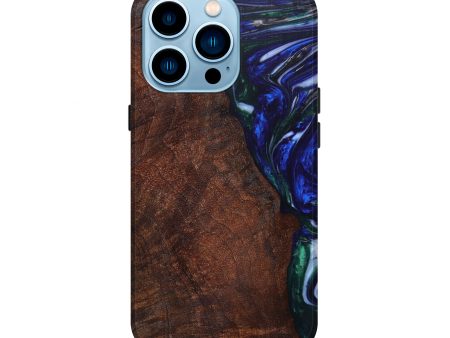 iPhone 14 Pro Wood+Resin Live Edge Phone Case - Marco (Blue, 625758) For Discount