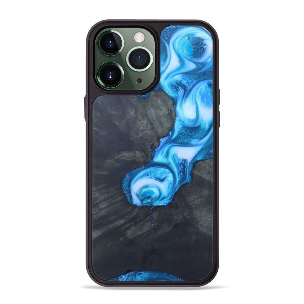 iPhone 13 Pro Max Wood+Resin Phone Case - Tristen (Blue, 628215) For Sale