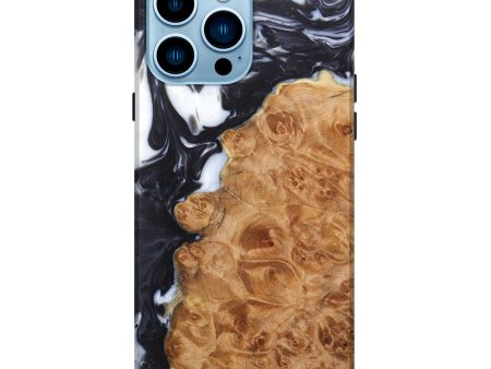 iPhone 14 Pro Max Wood+Resin Live Edge Phone Case - Ella (Black & White, 628670) Discount