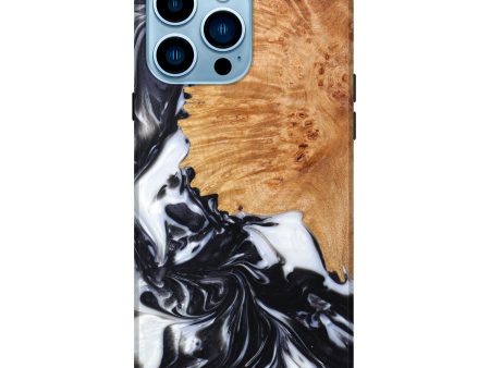 iPhone 14 Pro Max Wood+Resin Live Edge Phone Case - Elodie (Black & White, 628012) Online Sale