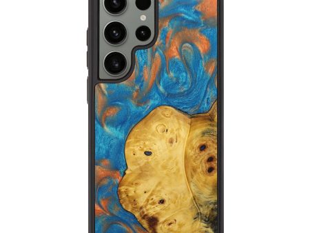 Galaxy S23 Ultra Wood+Resin Phone Case - Alisson (Teal & Gold, 631039) Cheap