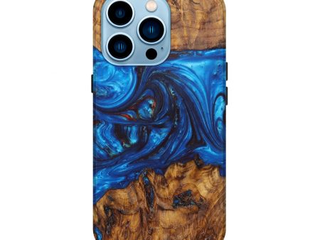 iPhone 14 Pro Wood+Resin Live Edge Phone Case - Soren (Blue, 630232) For Cheap