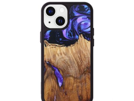 iPhone 13 mini Wood+Resin Phone Case - Amias (Purple, 629215) For Sale