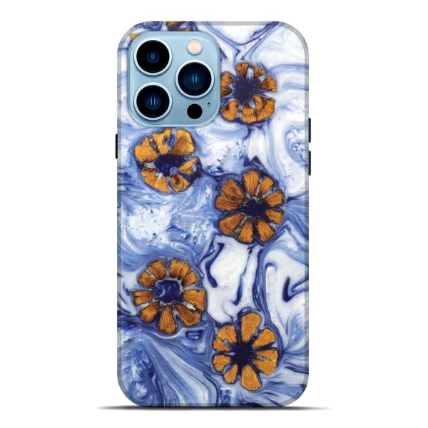 iPhone 14 Pro Max Wood+Resin Live Edge Phone Case - Kaitlin (Blue, 626977) Cheap